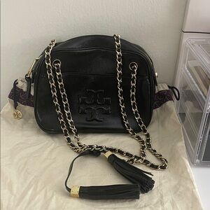 Tory Burch Black Leather Chain Shoulder or Crossbody Bag